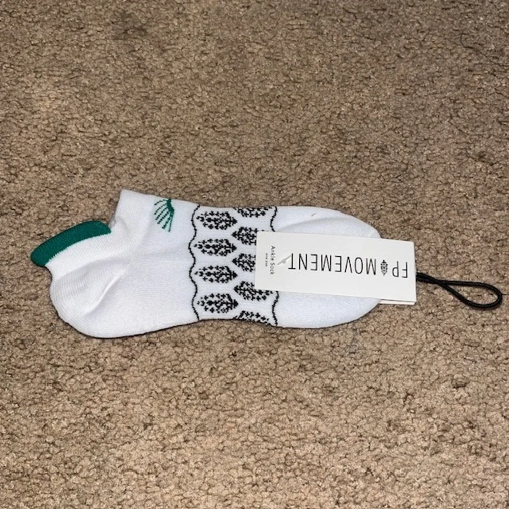 FP Movement Ankle Sock Patterned Knit White Green One Size